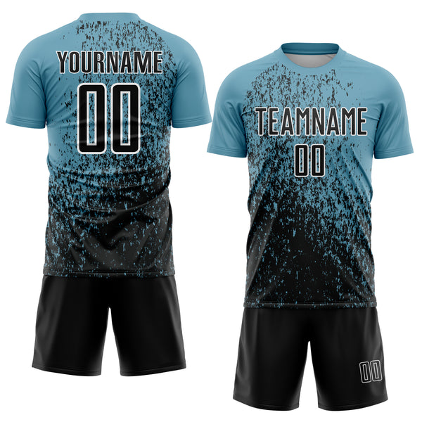 Custom Shadow Blue Black-White Abstract Fragment Art Sublimation Soccer Uniform Jersey