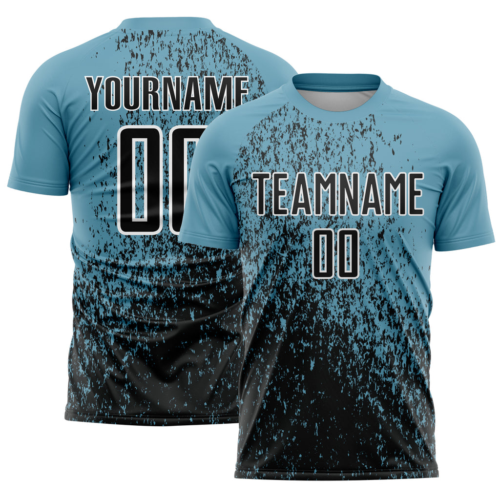 Custom Shadow Blue Black-White Abstract Fragment Art Sublimation Soccer Uniform Jersey