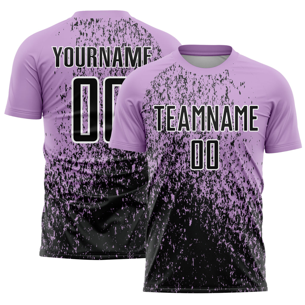 Custom Light Purple Black-White Abstract Fragment Art Sublimation Soccer Uniform Jersey