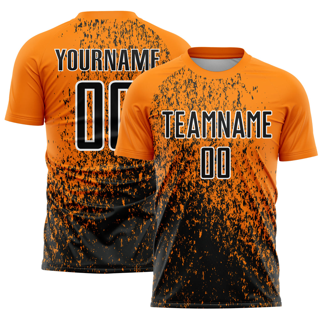 Custom Bay Orange Black-White Abstract Fragment Art Sublimation Soccer Uniform Jersey