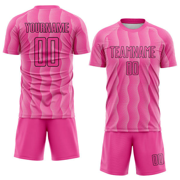 Custom Pink Light Pink-Black Geometric Shape Sublimation Soccer Uniform Jersey