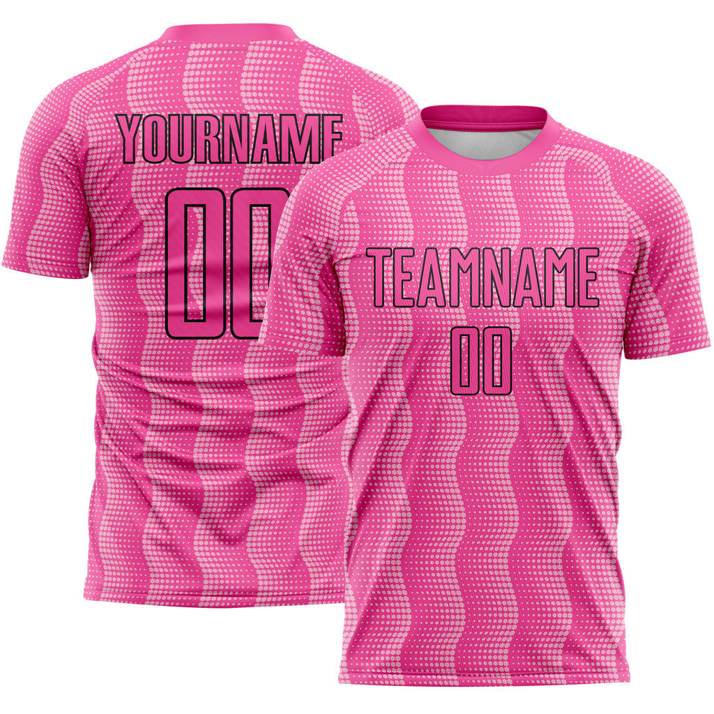 Custom Pink Light Pink-Black Geometric Shape Sublimation Soccer Uniform Jersey