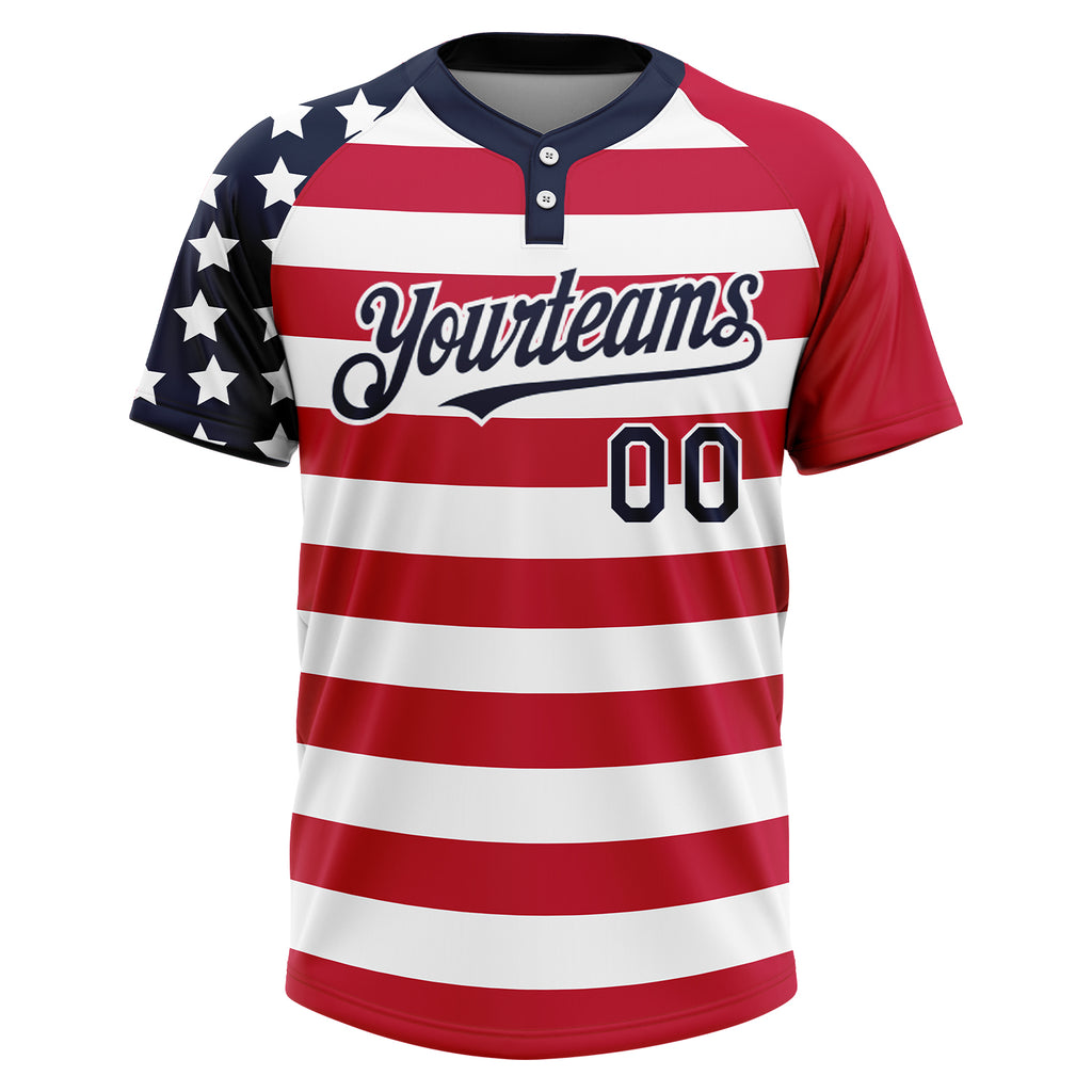 Custom Softball Jersey White Black Pinstripe Red-Black Authentic American Flag Fashion