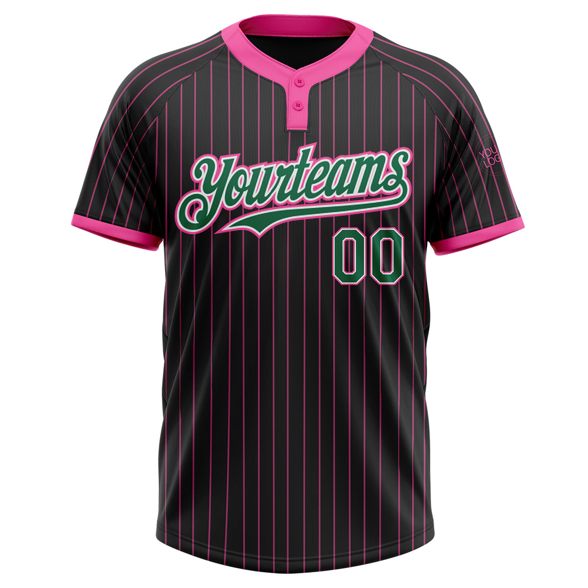 Custom Black Pink Pinstripe Kelly Green-White Two-Button Unisex ...