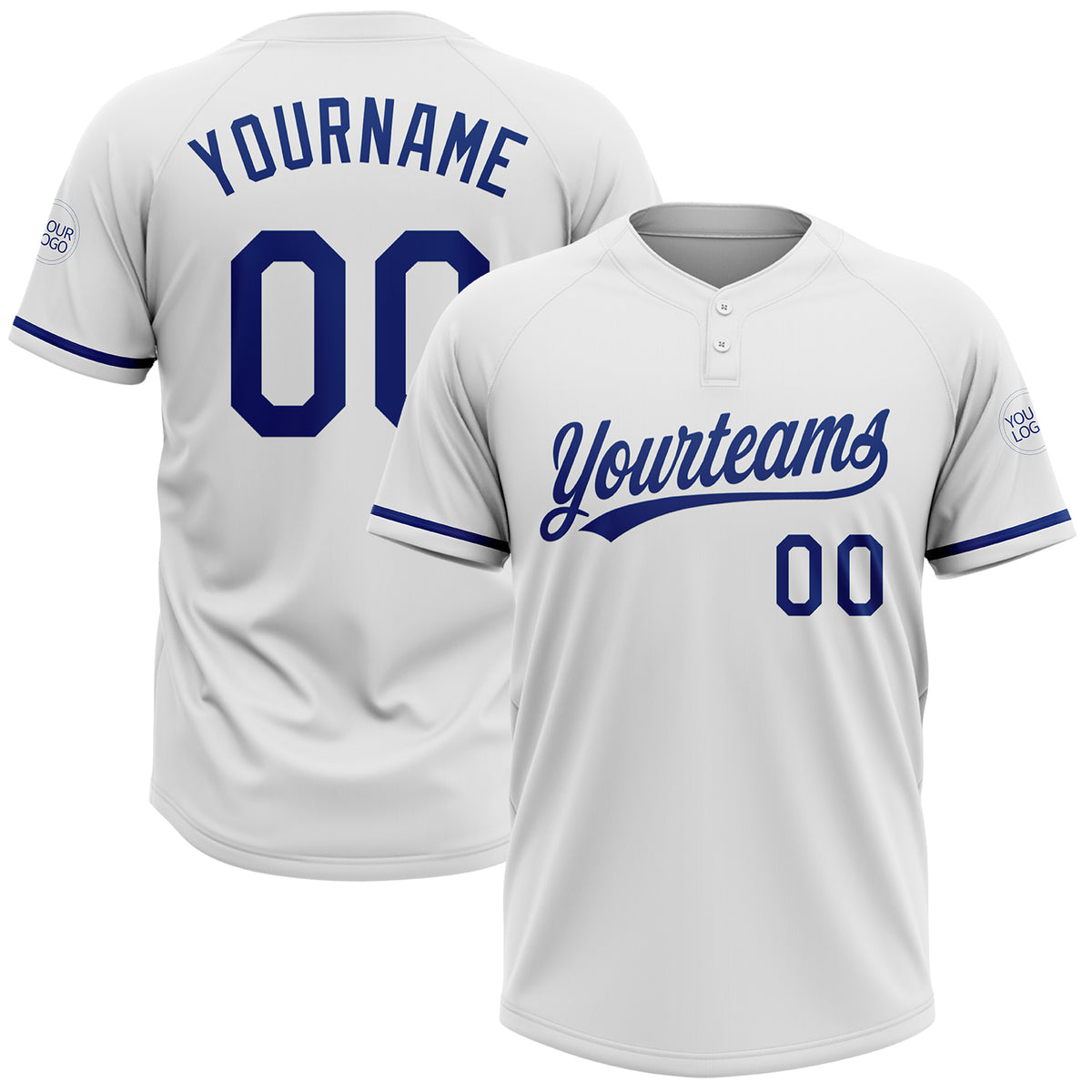 Custom White Royal Two-Button Unisex Softball Jersey Free Shipping – Fiitg