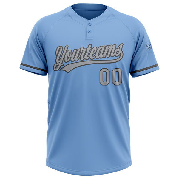 Custom Light Blue Gray-Steel Gray Two-Button Unisex Softball Jersey