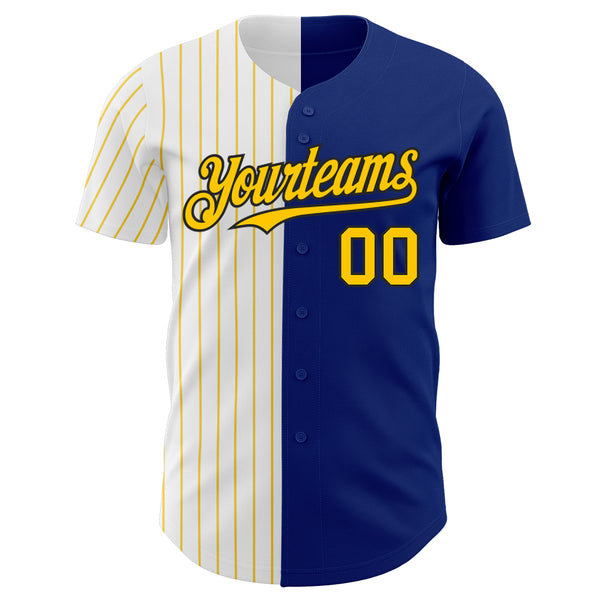 Custom Royal Black-Yellow Pinstripe Authentic Split Fashion Baseball Jersey