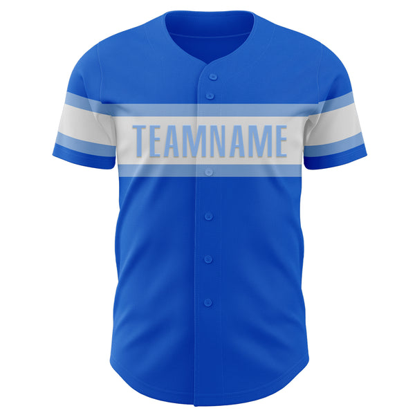 Custom Thunder Blue White-Light Blue Authentic Baseball Jersey