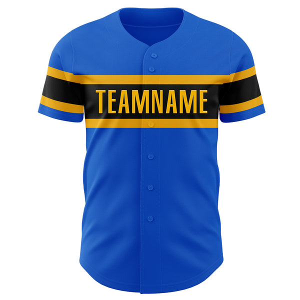 Custom Thunder Blue Gold-Black Authentic Baseball Jersey