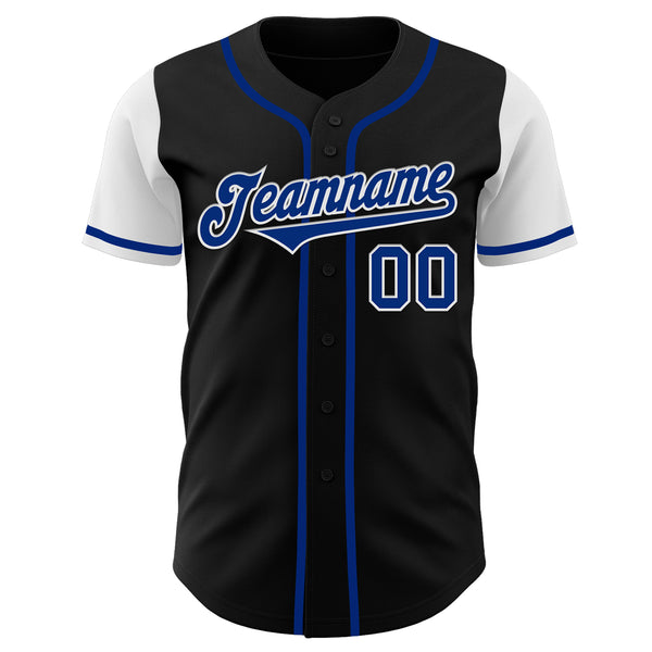 Custom Black Royal-White Authentic Two Tone Baseball Jersey