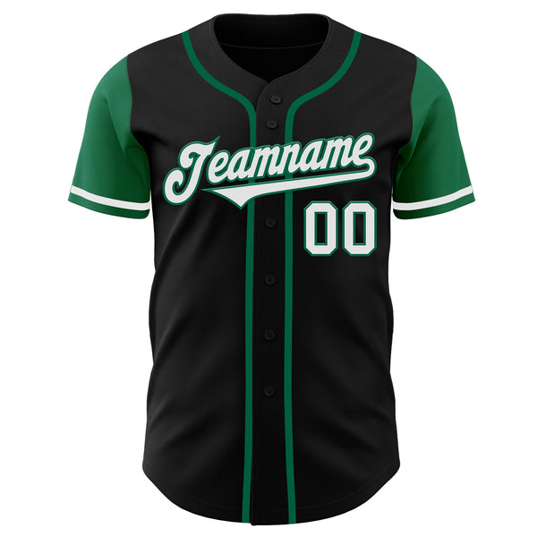 Custom Black White-Kelly Green Authentic Two Tone Baseball Jersey