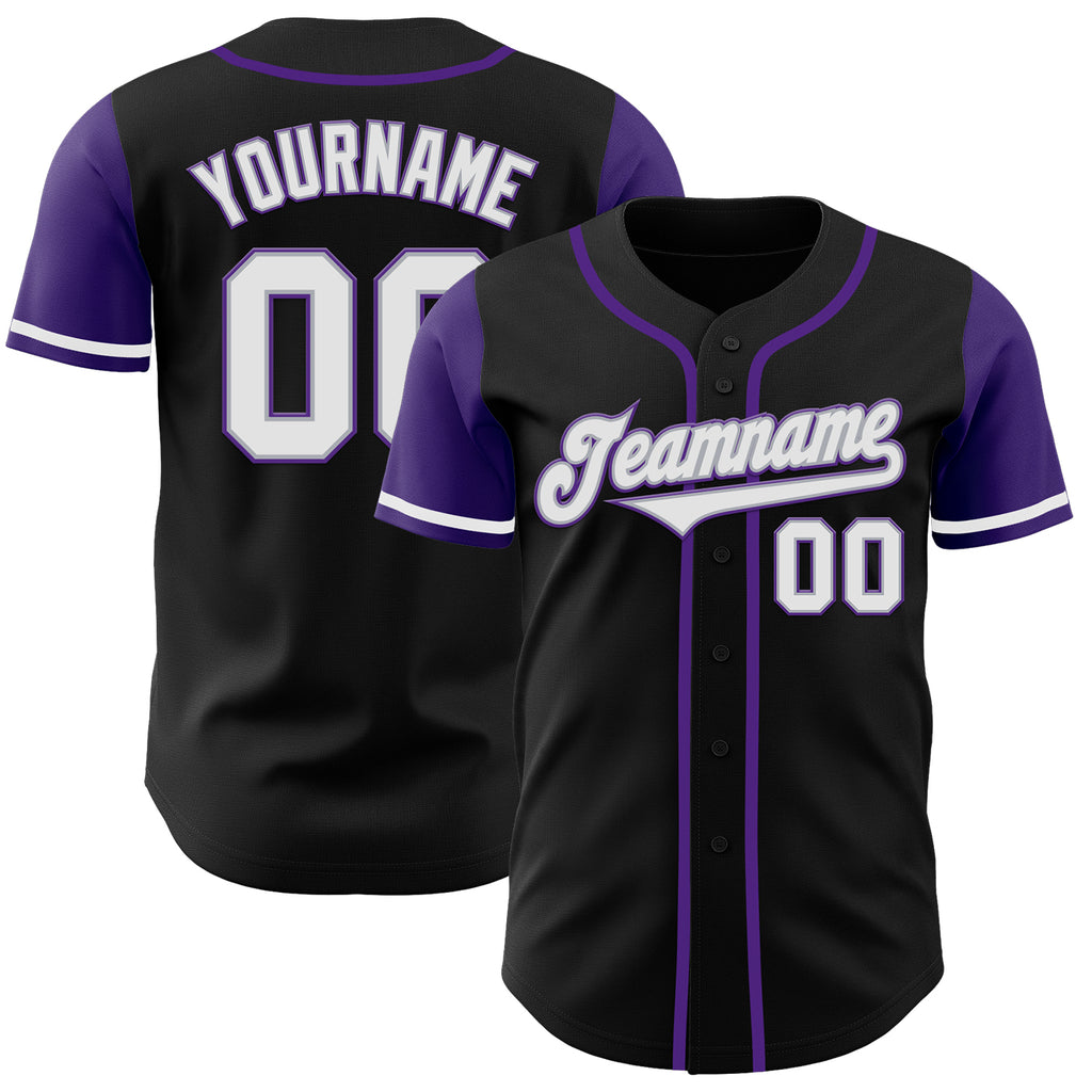 Custom Black White-Purple Authentic Two Tone Baseball Jersey