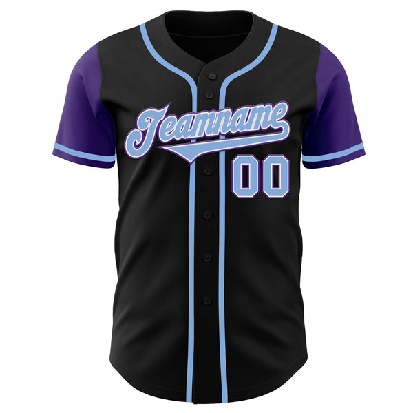 Custom Black Light Blue-Purple Authentic Two Tone Baseball Jersey