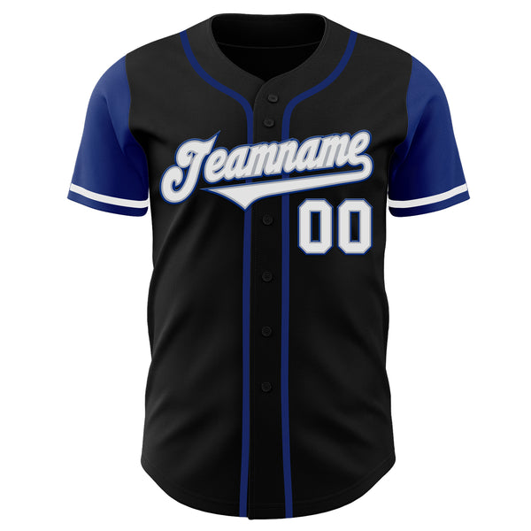 Custom Black White-Royal Authentic Two Tone Baseball Jersey