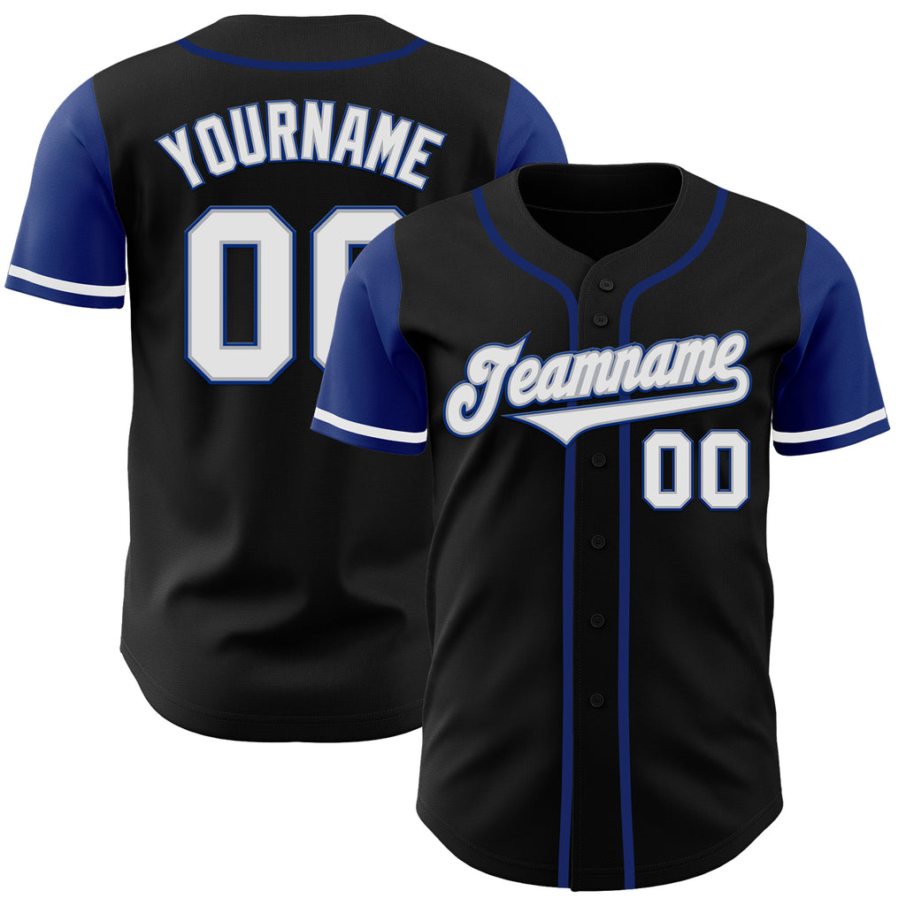 Custom Black White-Royal Authentic Two Tone Baseball Jersey