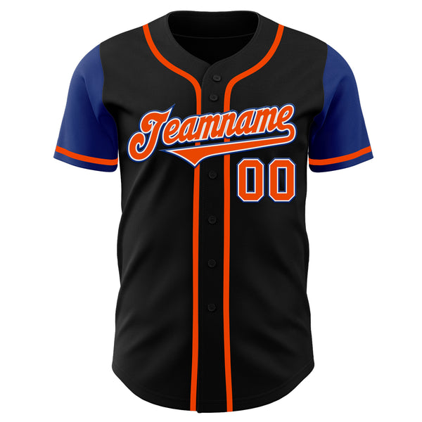 Custom Black Orange-Royal Authentic Two Tone Baseball Jersey