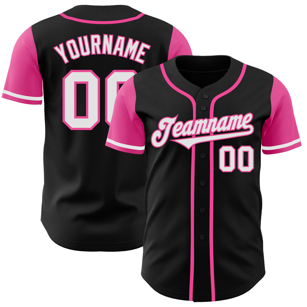 Custom Black White-Pink Authentic Two Tone Baseball Jersey