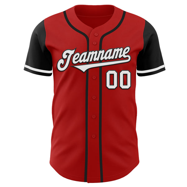 Custom Red White-Black Authentic Two Tone Baseball Jersey