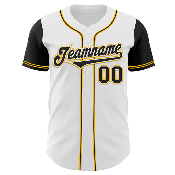 Custom White Black-Gold Authentic Two Tone Baseball Jersey