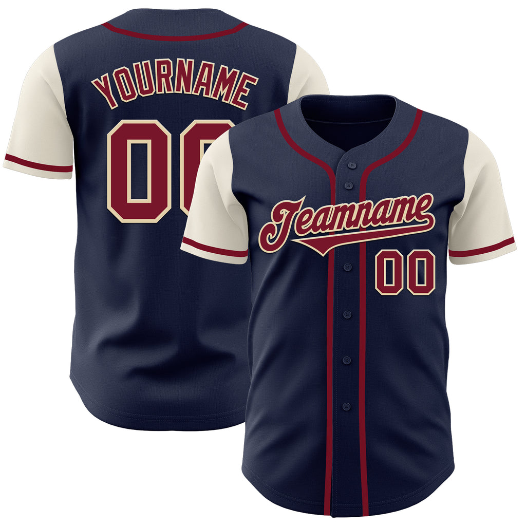 Custom Navy Crimson-Cream Authentic Two Tone Baseball Jersey