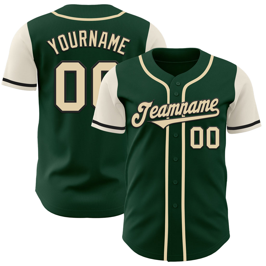 Custom Green Cream-Black Authentic Two Tone Baseball Jersey