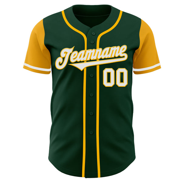 Custom Green White-Gold Authentic Two Tone Baseball Jersey