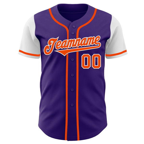 Custom Purple Orange-White Authentic Two Tone Baseball Jersey