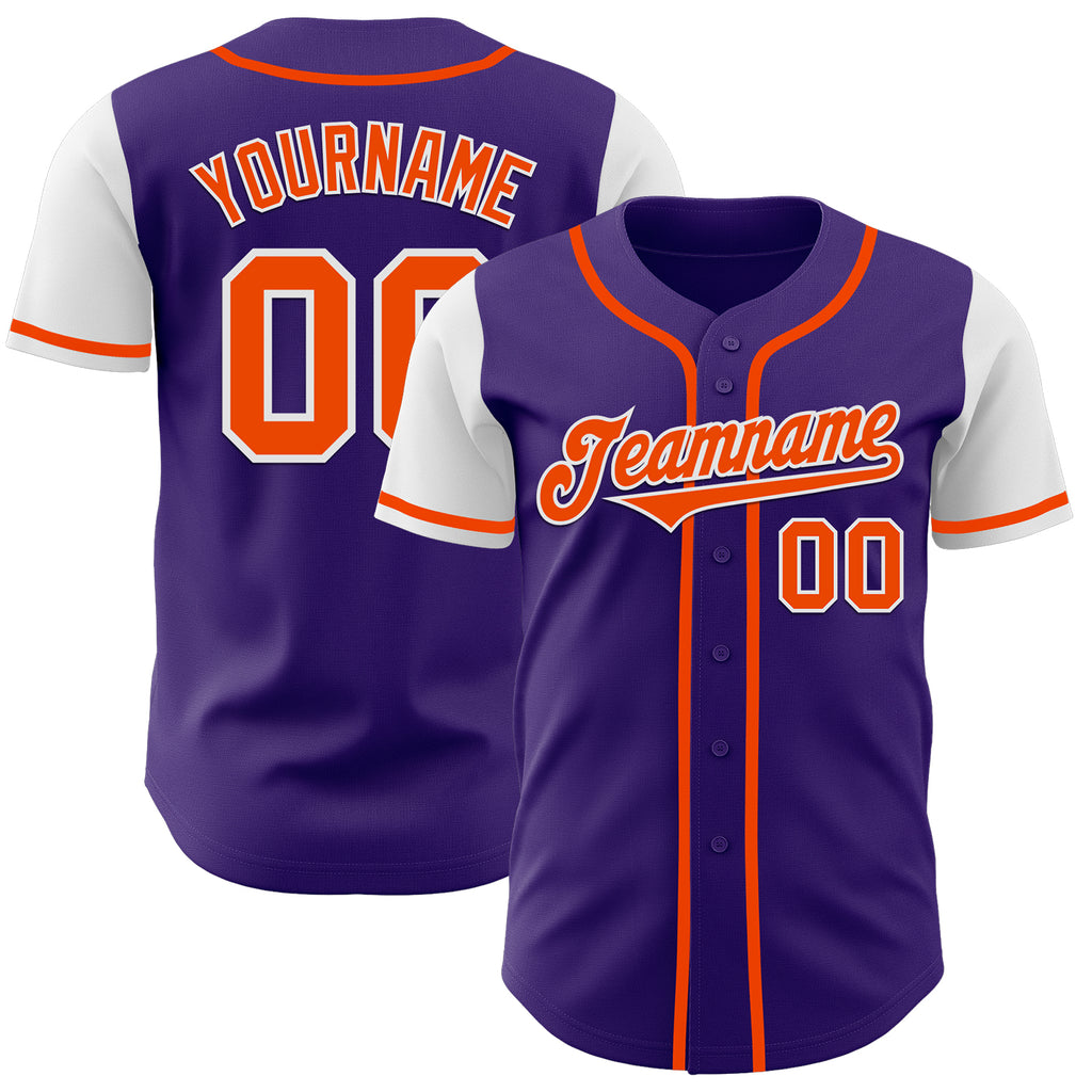 Custom Purple Orange-White Authentic Two Tone Baseball Jersey