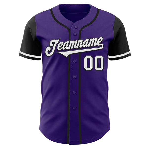 Custom Purple White-Black Authentic Two Tone Baseball Jersey