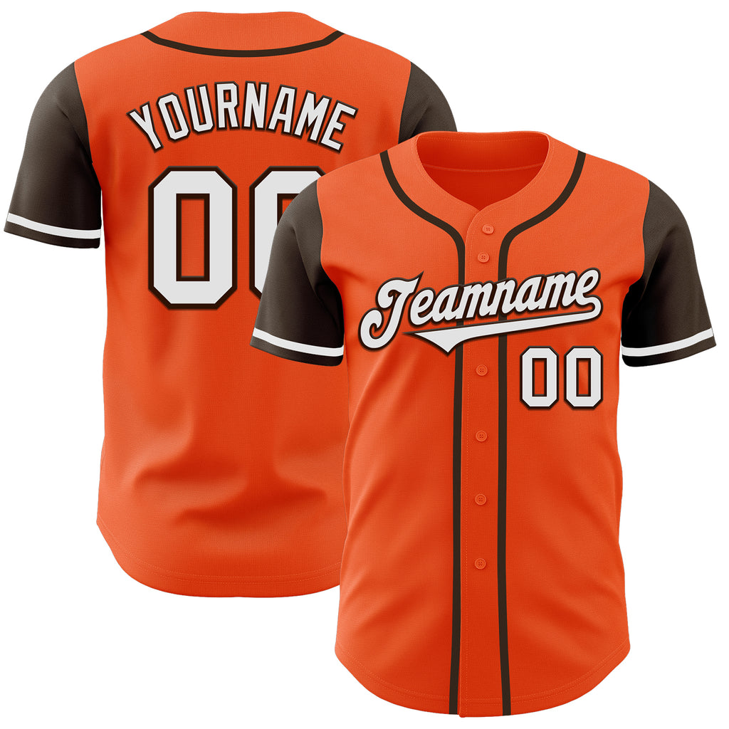 Custom Orange White-Brown Authentic Two Tone Baseball Jersey