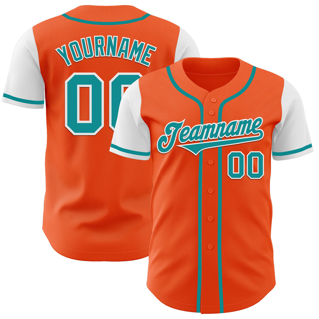 Custom Orange Teal-White Authentic Two Tone Baseball Jersey