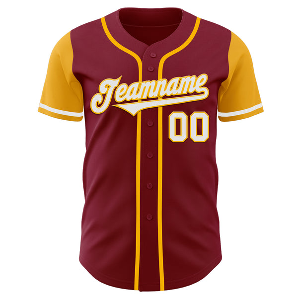 Custom Crimson White-Gold Authentic Two Tone Baseball Jersey