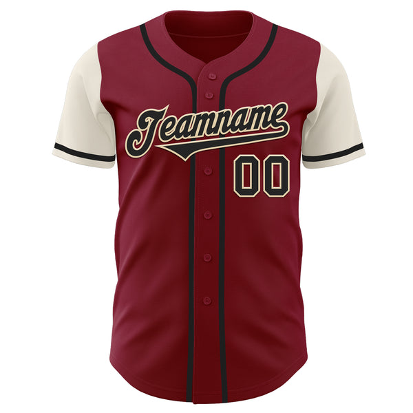 Custom Crimson Black-Cream Authentic Two Tone Baseball Jersey