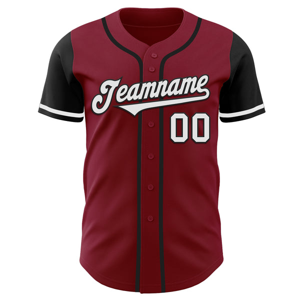 Custom Crimson White-Black Authentic Two Tone Baseball Jersey