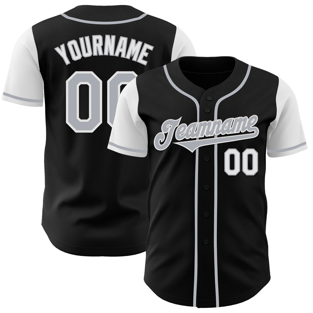 Custom Black Gray-White Authentic Two Tone Baseball Jersey