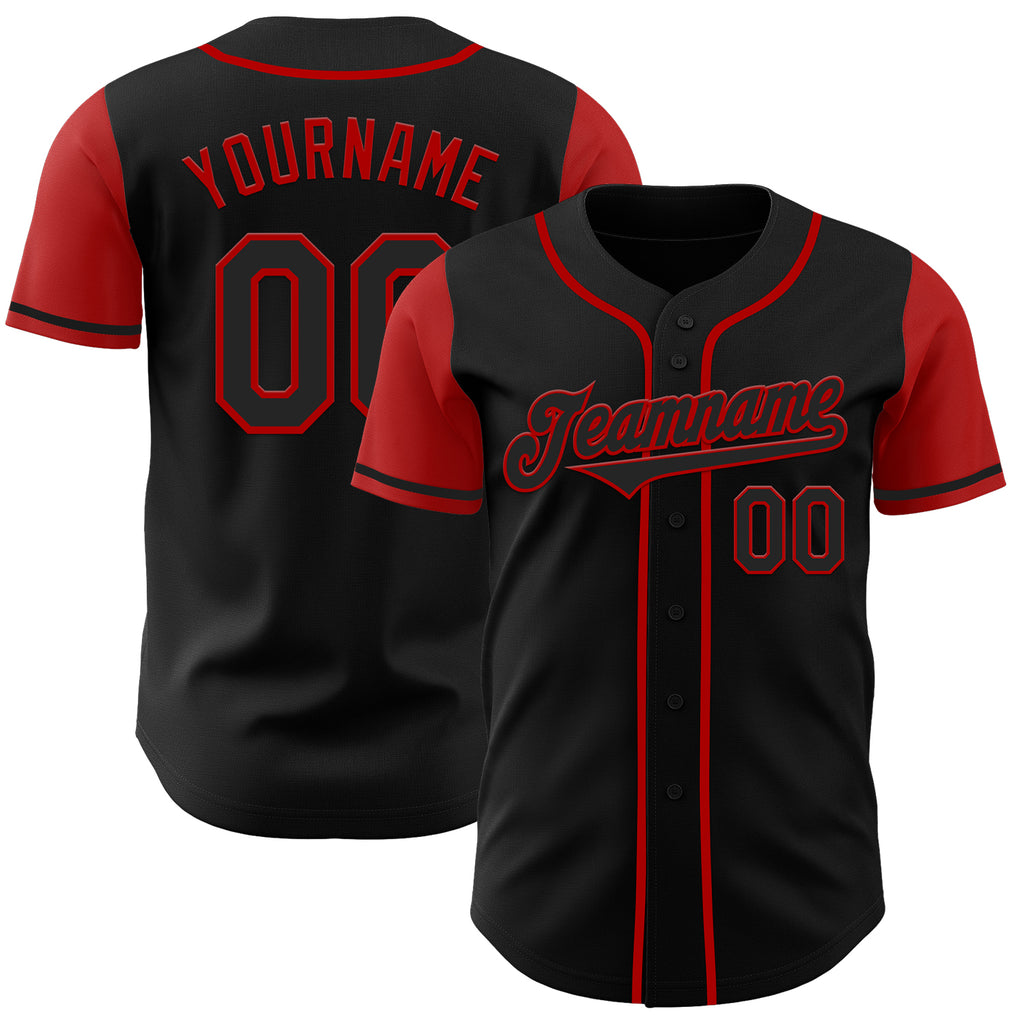 Custom Black Red Authentic Two Tone Baseball Jersey