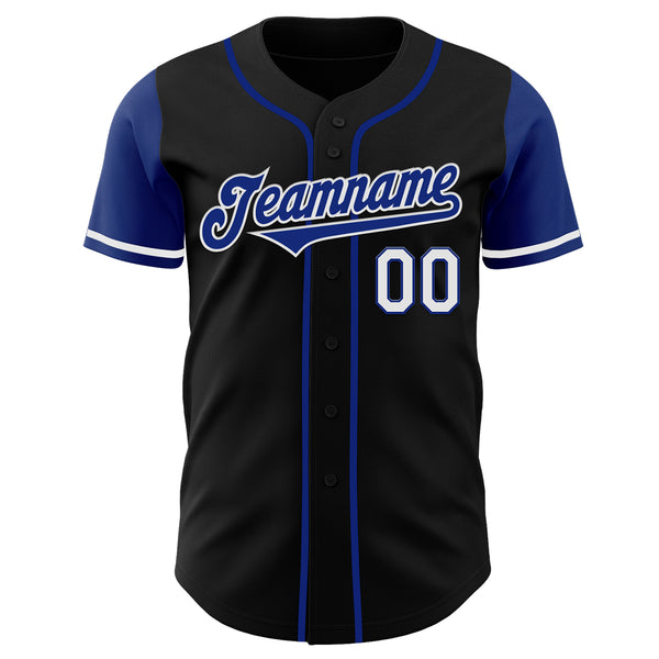 Custom Black Royal-White Authentic Two Tone Baseball Jersey