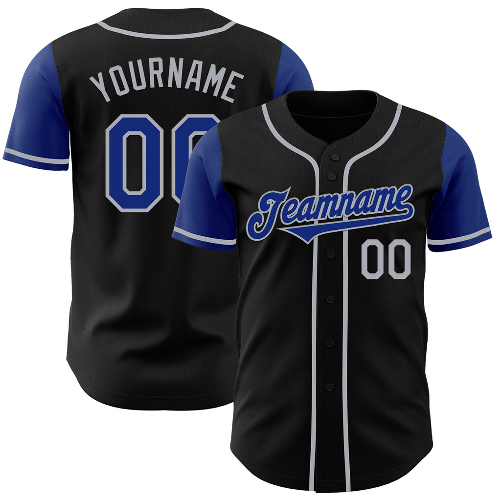 Custom Black Royal-Gray Authentic Two Tone Baseball Jersey