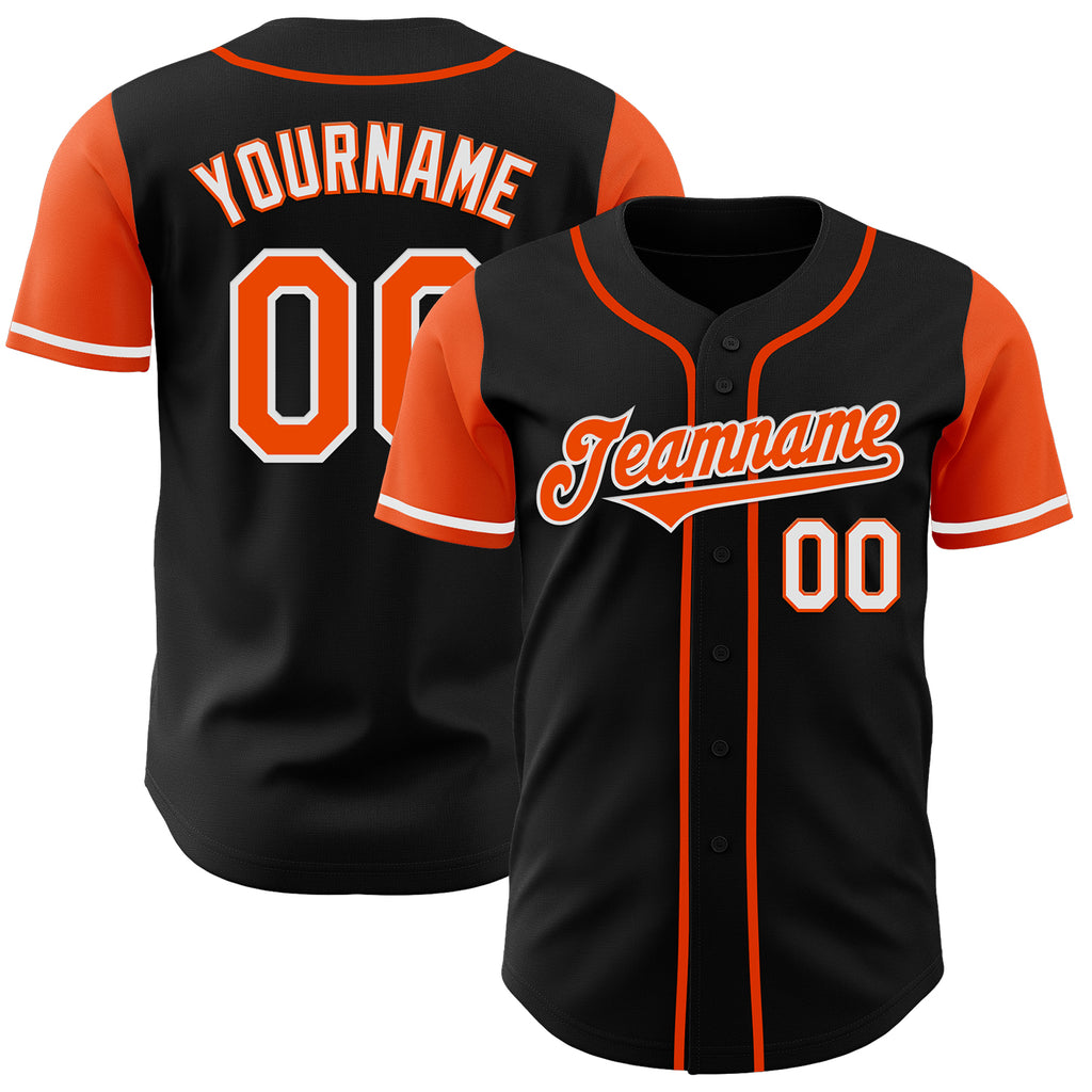 Custom Black Orange-White Authentic Two Tone Baseball Jersey