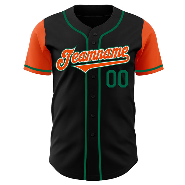 Custom Black Orange-Kelly Green Authentic Two Tone Baseball Jersey