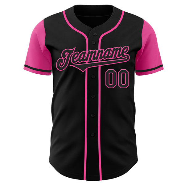 Custom Black Pink Authentic Two Tone Baseball Jersey