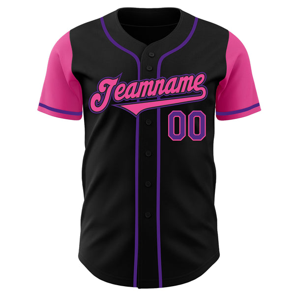 Custom Black Pink-Purple Authentic Two Tone Baseball Jersey