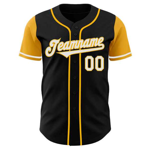 Custom Black White-Gold Authentic Two Tone Baseball Jersey