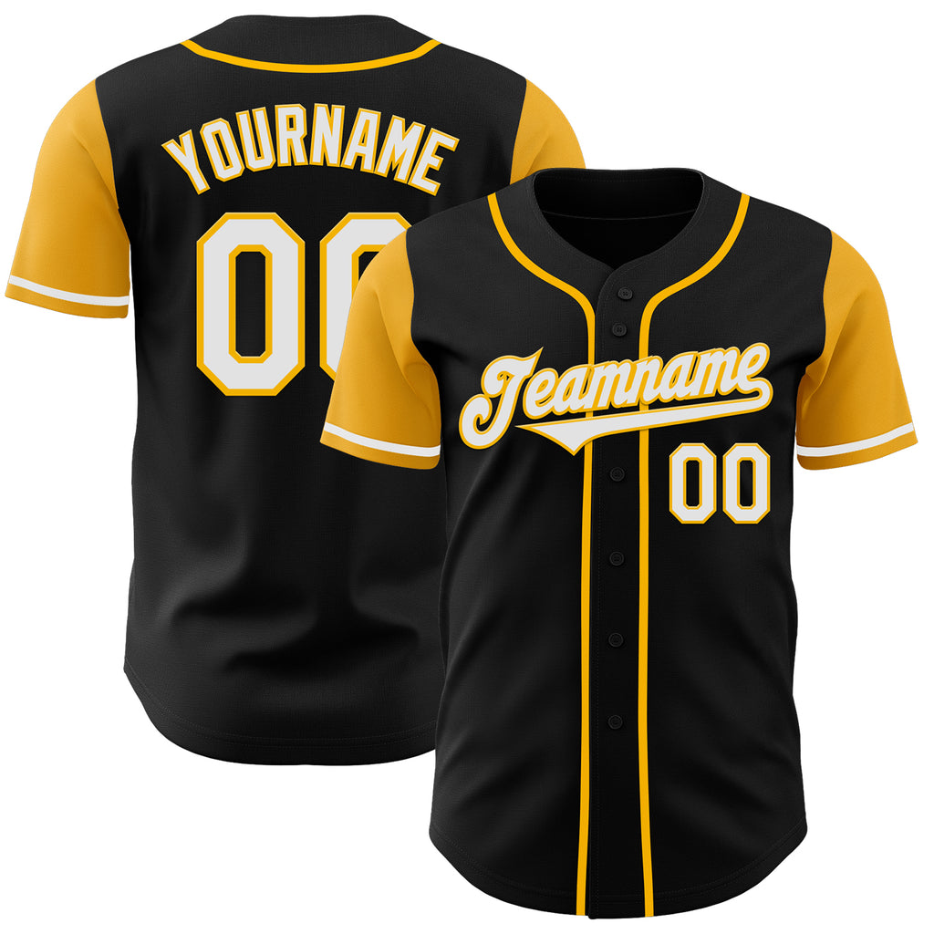 Custom Black White-Gold Authentic Two Tone Baseball Jersey