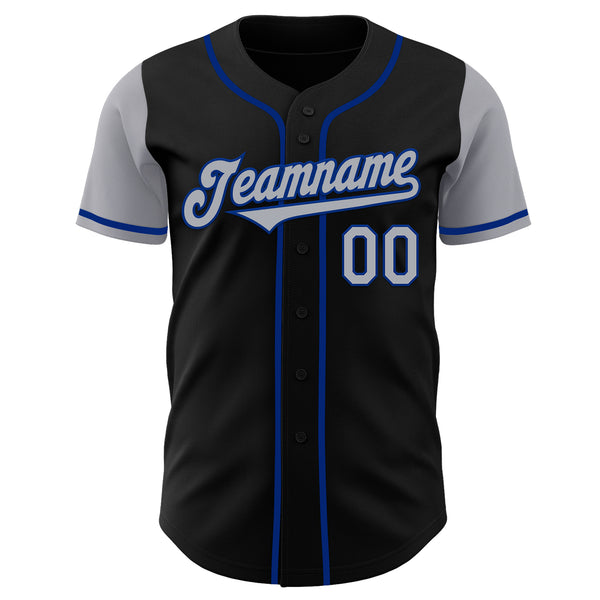 Custom Black Gray-Royal Authentic Two Tone Baseball Jersey