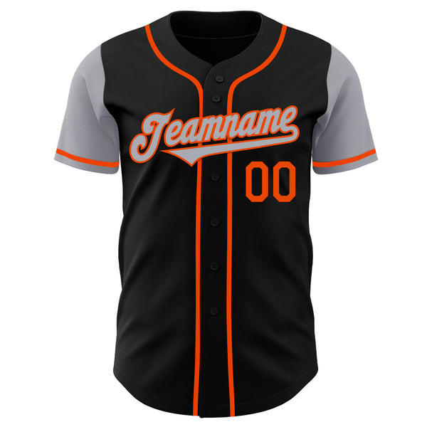 Custom Black Gray-Orange Authentic Two Tone Baseball Jersey