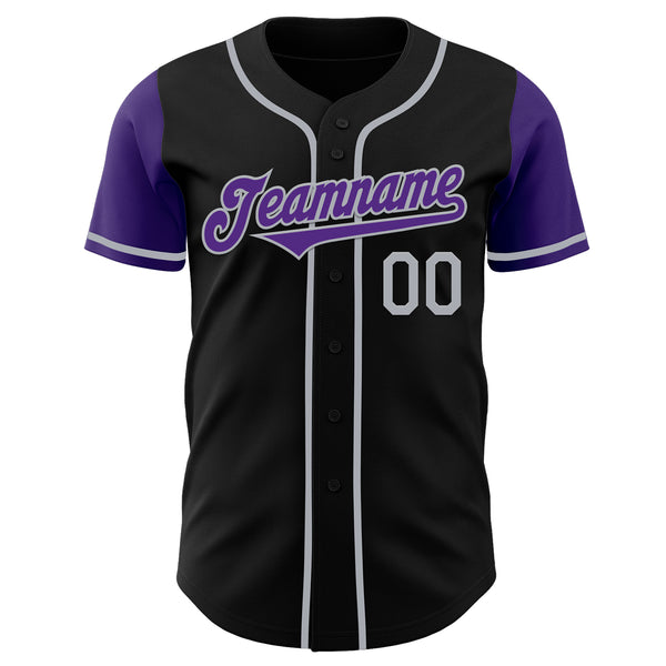 Custom Black Purple-Gray Authentic Two Tone Baseball Jersey