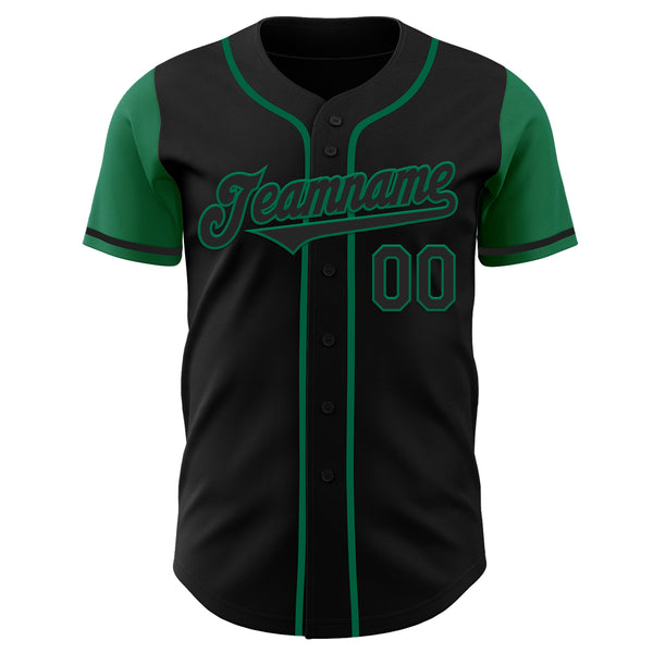 Custom Black Kelly Green Authentic Two Tone Baseball Jersey