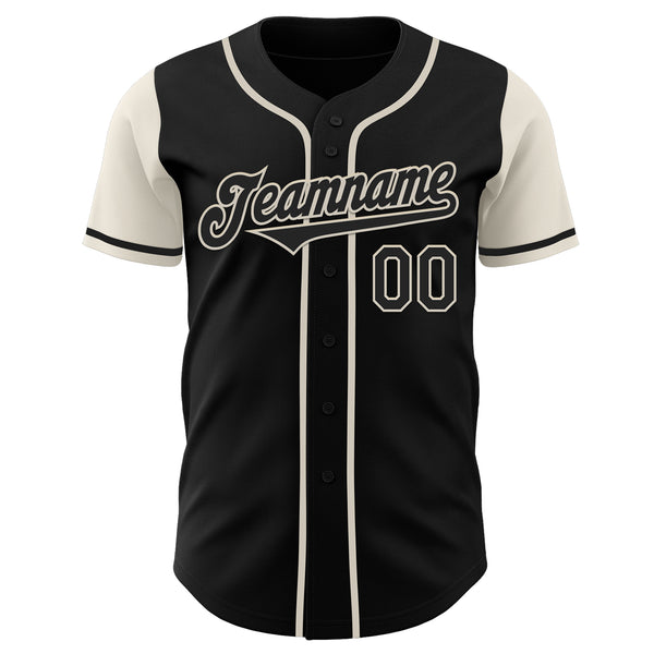 Custom Black Cream Authentic Two Tone Baseball Jersey