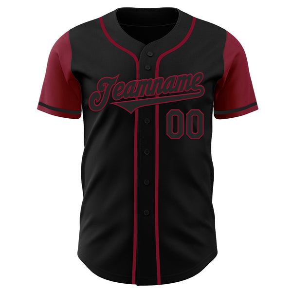 Custom Black Crimson Authentic Two Tone Baseball Jersey